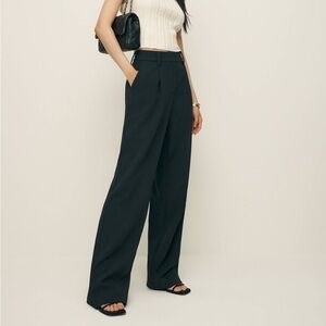 Reformation Alex Pant in Black Twill Trouser Size 6